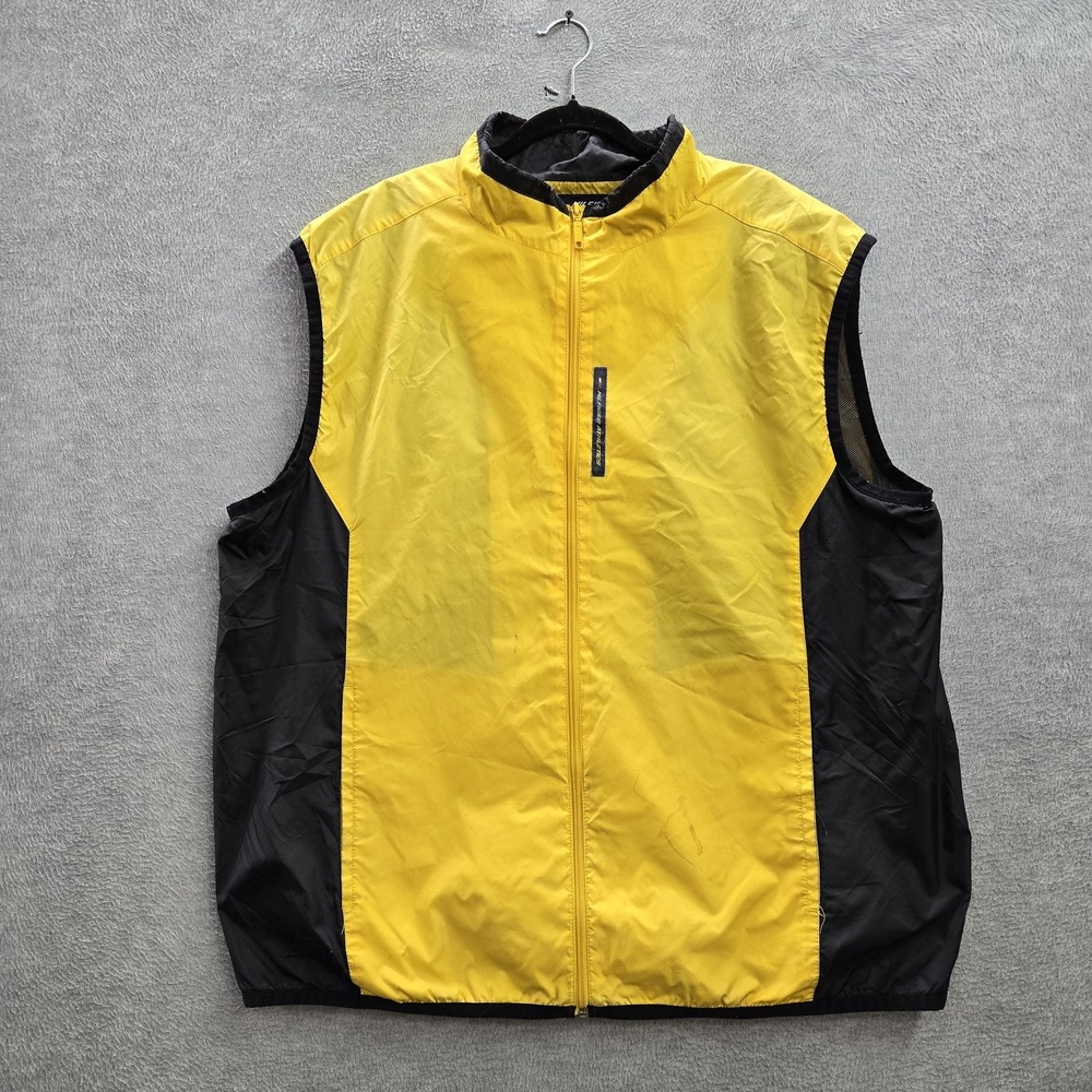 Hilfiger Athletics Men Vest XXL Yellow Logo Embroidery Outdoor Fishing Y2K READ